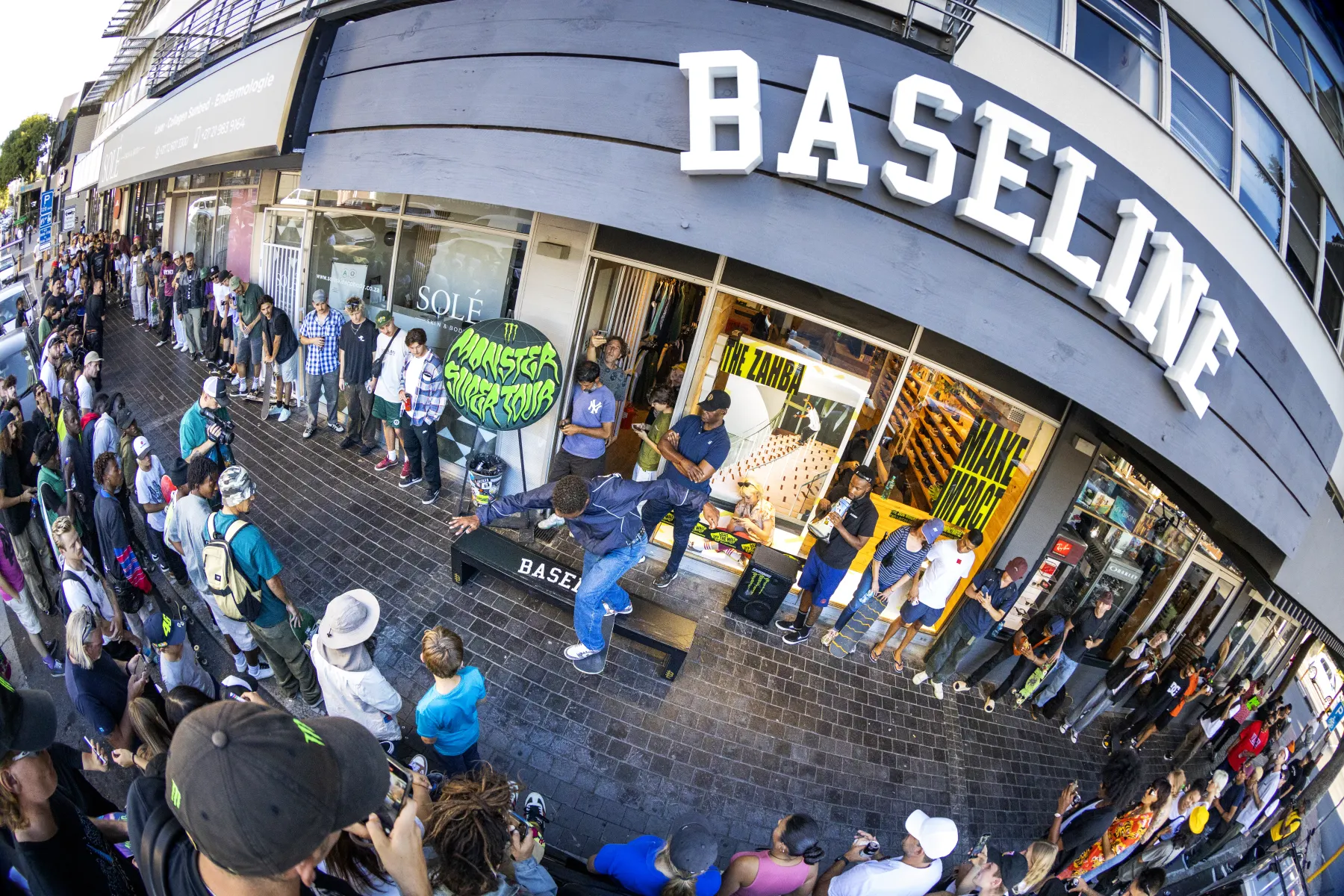 Baseline skate shop event crowd